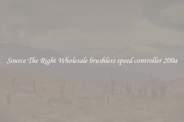 Source The Right Wholesale brushless speed controller 200a