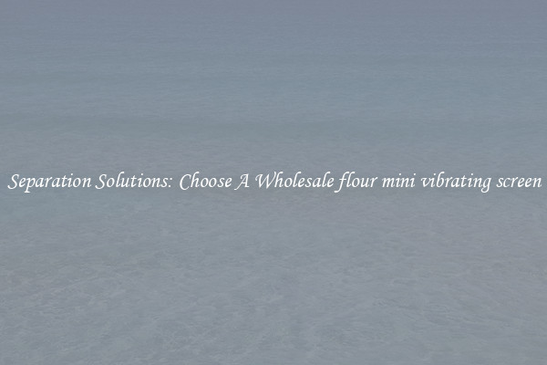 Separation Solutions: Choose A Wholesale flour mini vibrating screen