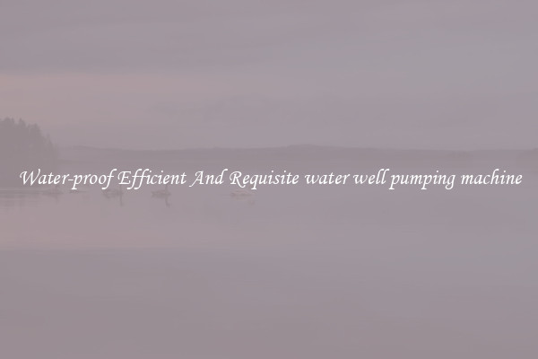 Water-proof Efficient And Requisite water well pumping machine